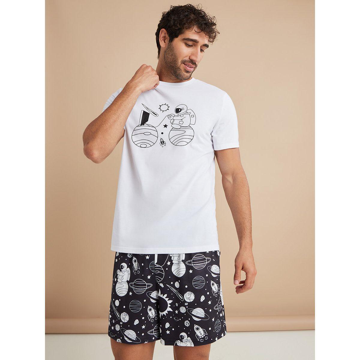 Styli Space Print T-shirt and Short Set-men-clothing-nightwear-sets-image-1
