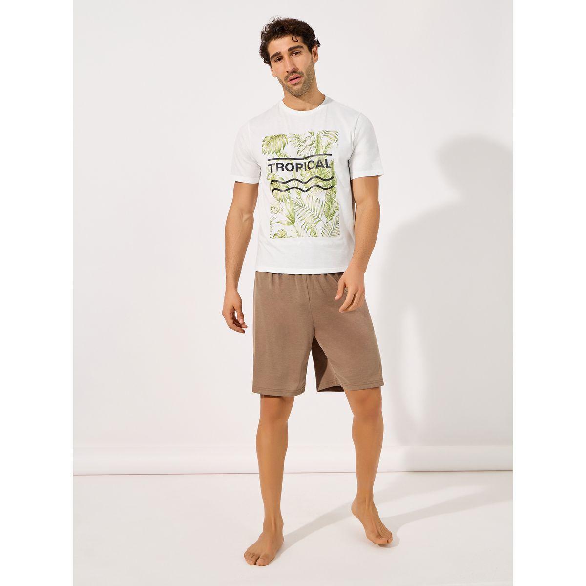 Styli Unwind Tropical Graphic Print T-Shirt & Shorts Sleep Set-men-clothing-nightwear-sets-image-1