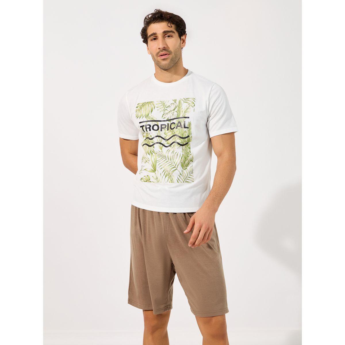 Styli Unwind Tropical Graphic Print T-Shirt & Shorts Sleep Set-men-clothing-nightwear-sets-image-2