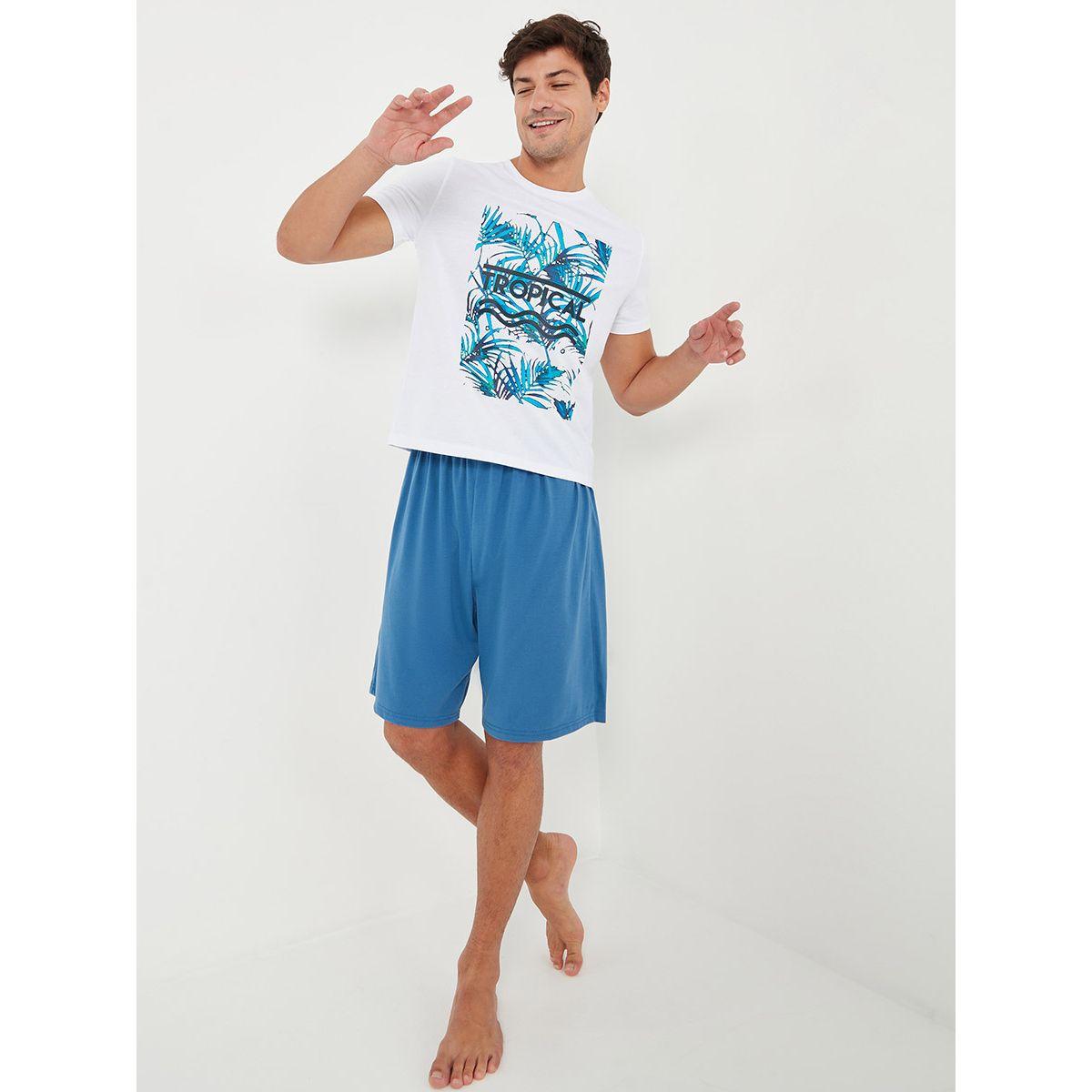 طقم للنوم من ( شورت + تيشيرت ) من ستايلي-men-clothing-nightwear-sets-image-2