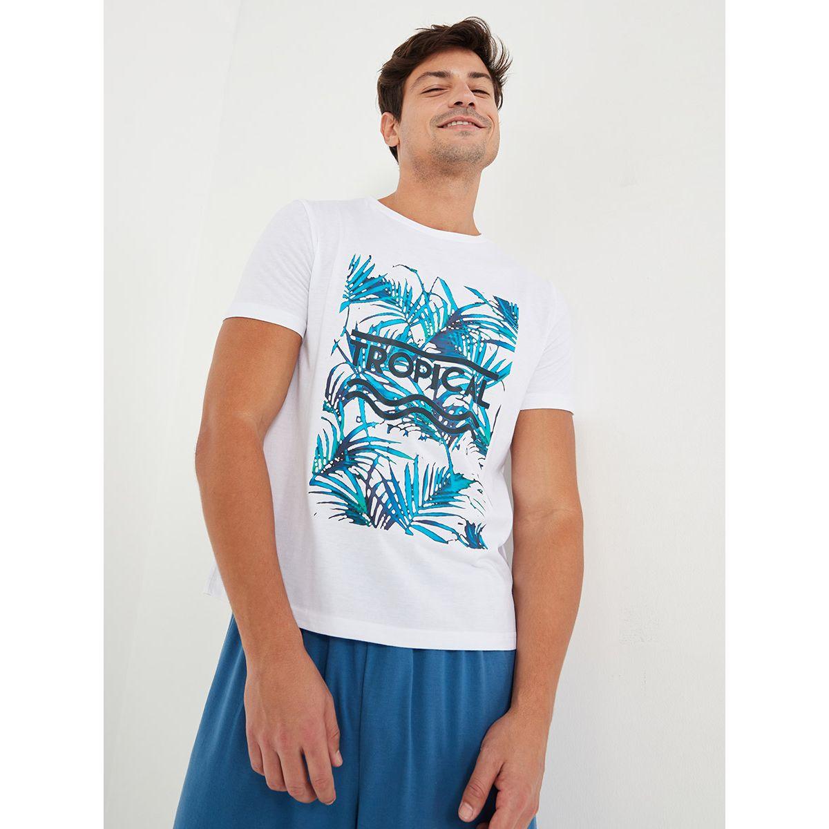 Styli Tropical Graphic Print T-shirt and Shorts Sleep Set-men-clothing-nightwear-sets-image-3
