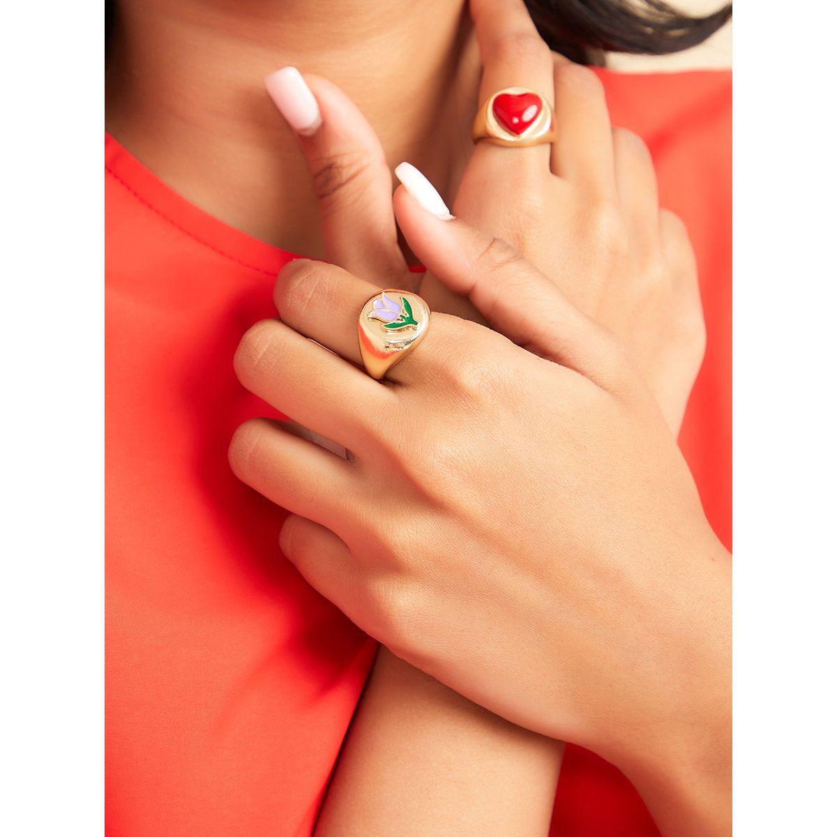 Styli Set of 2 - Heart and Flower Detail Rings-women-watchesandjewellery-jewellery-rings-image-1