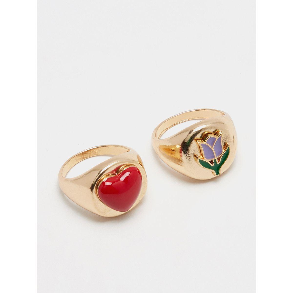 Styli Set of 2 - Heart and Flower Detail Rings-women-watchesandjewellery-jewellery-rings-image-2