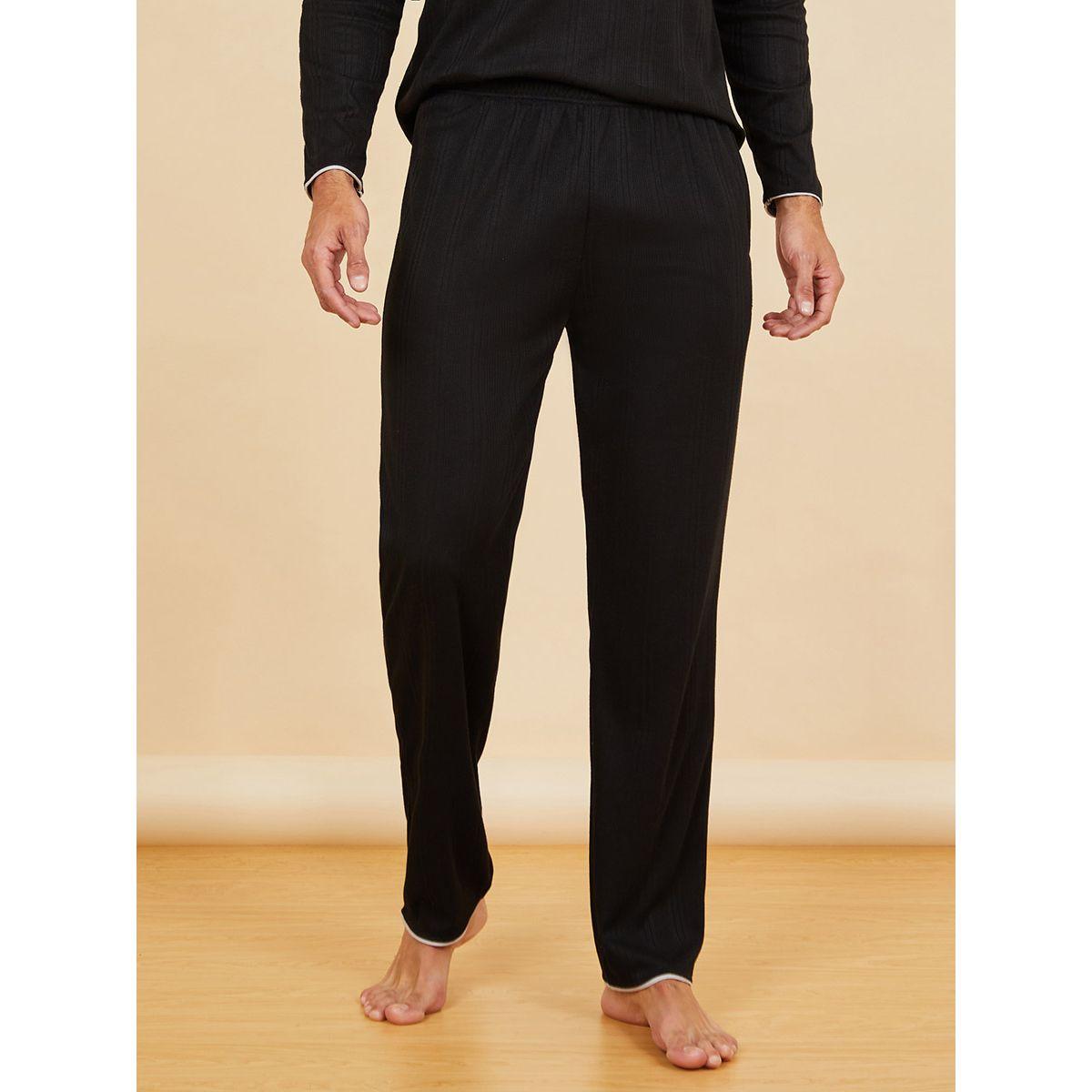 Styli Contrast Binding Detail Knit T-shirt and Pyjama Set-men-clothing-nightwear-sets-image-4