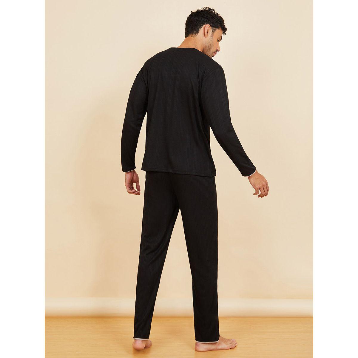 Styli Contrast Binding Detail Knit T-shirt and Pyjama Set-men-clothing-nightwear-sets-image-5