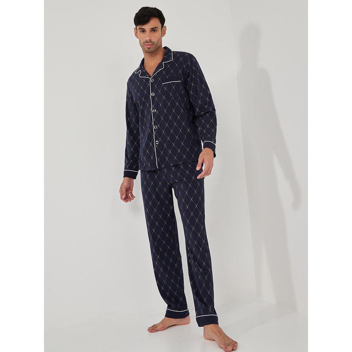طقم بيجاما من ( قميص + بنطال ) من ستايلي-men-clothing-nightwear-sets-image-2