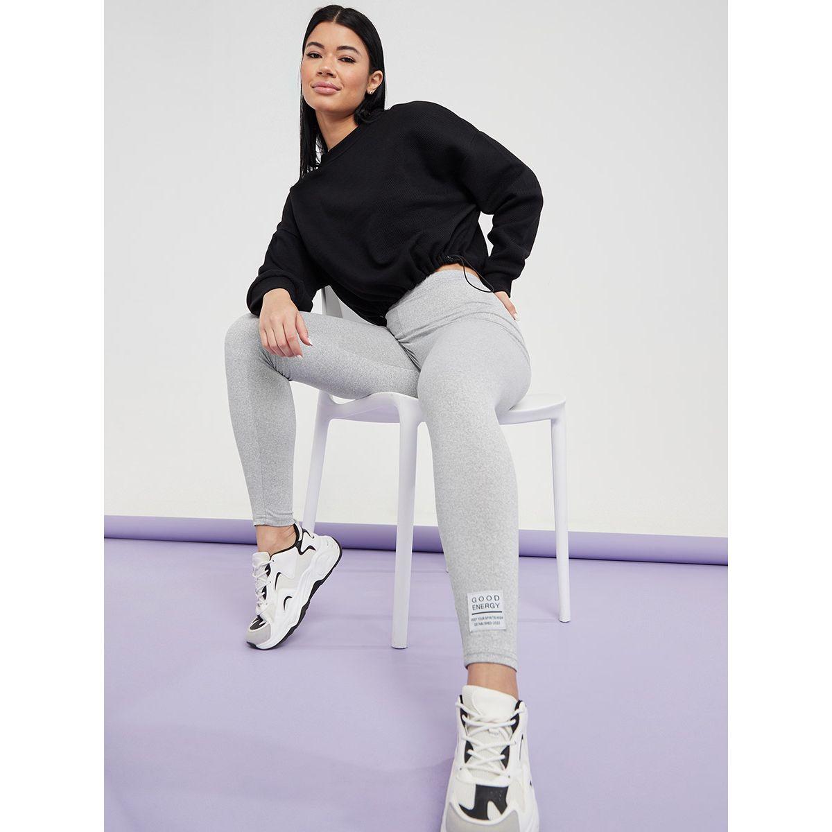 Styli Patch Slogan Detail High Rise Leggings-women-clothing-bottoms-leggings-image-1