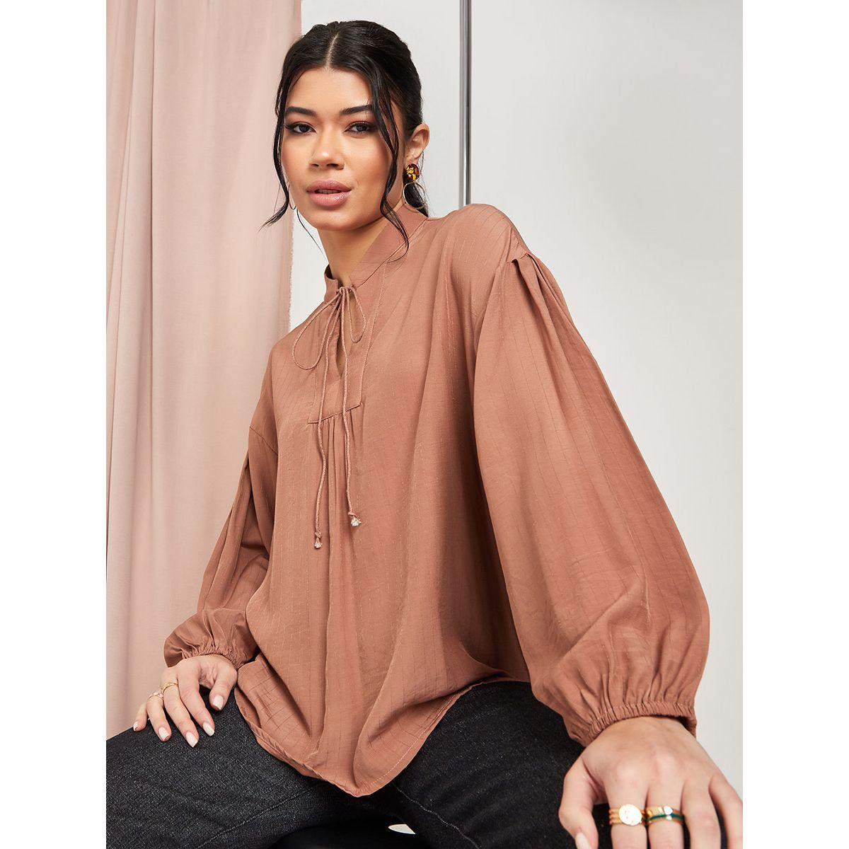 بلوزة بقصة واسعة واكمام طويلة-women-clothing-shirtsandblouses-shirts-image-1
