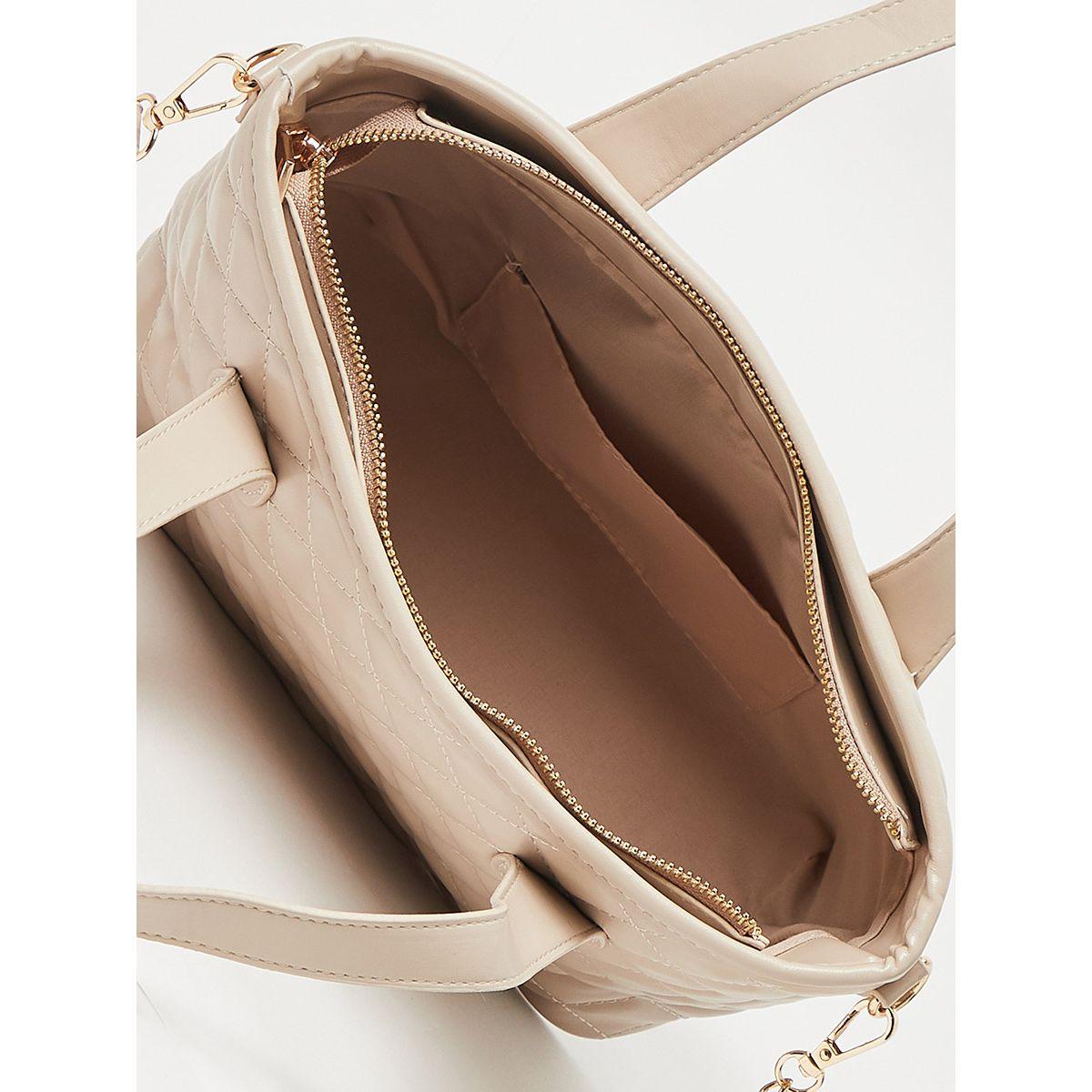 Styli Stitch Pattern Detail Handbag with Drop Mini Purse-women-bagsandwallets-handbags-image-2