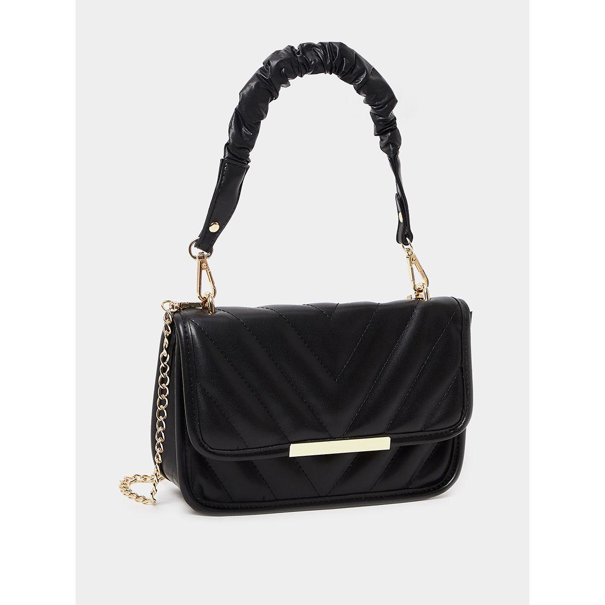 Styli Ruched Handle Stitch Pattern Flap Handbag-women-bagsandwallets-handbags-image-1