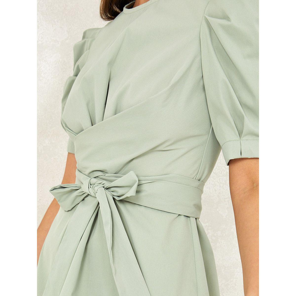 فستان ميدي باكمام قصيرة منفوشة من ستايلي-women-clothing-dresses-image-4
