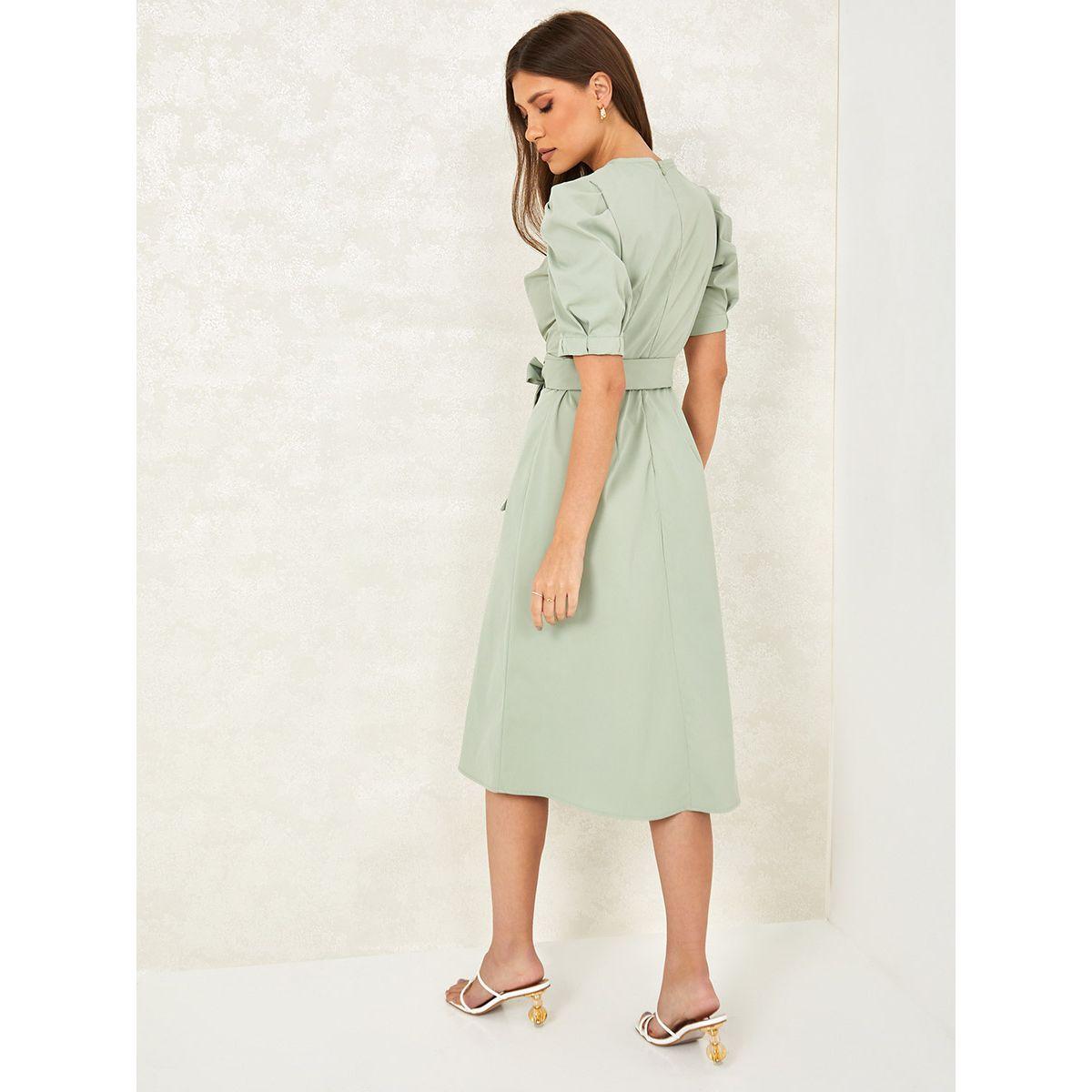 فستان ميدي باكمام قصيرة منفوشة من ستايلي-women-clothing-dresses-image-5