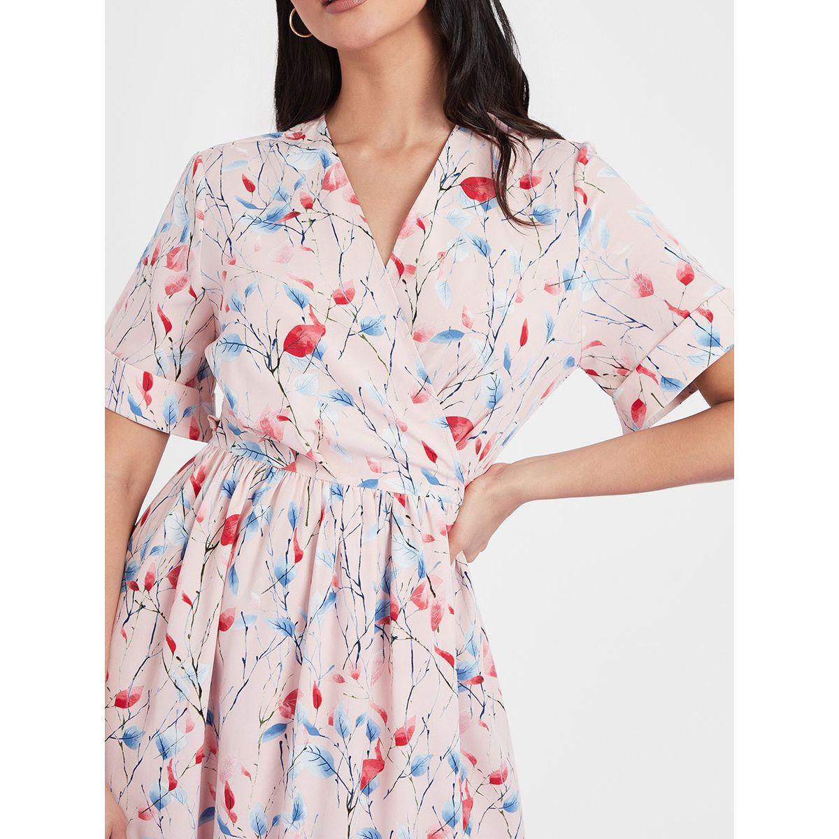 Styli Short Sleeves Floral Print Wrap Around Midi Dress-women-clothing-dresses-image-3