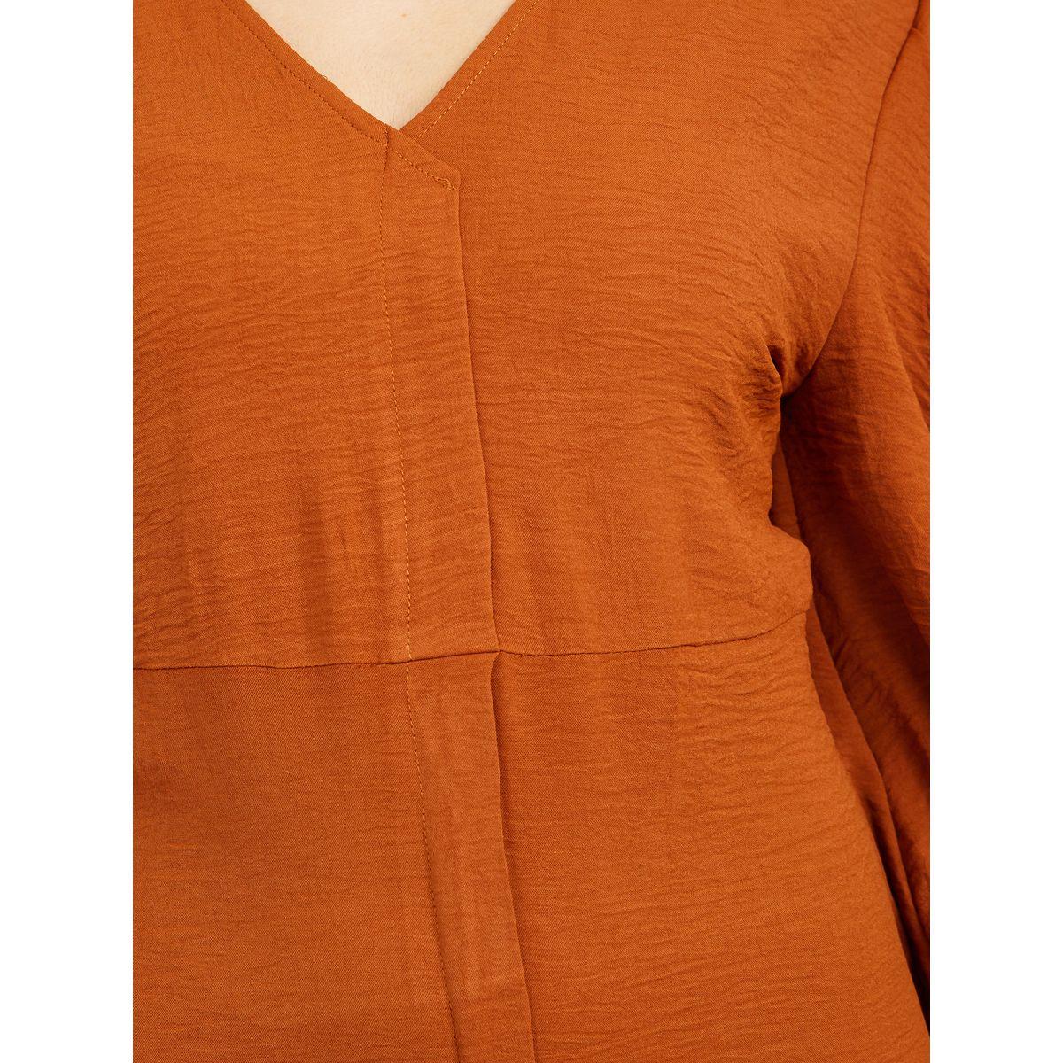 Styli 3/4 Sleeves V Neck Plain Sheath Midi Dress-women-clothing-dresses-image-2