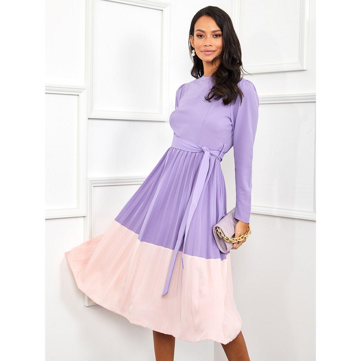 فستان ميدي بنمط كتل الالوان من ستايلي-women-clothing-dresses-image-1