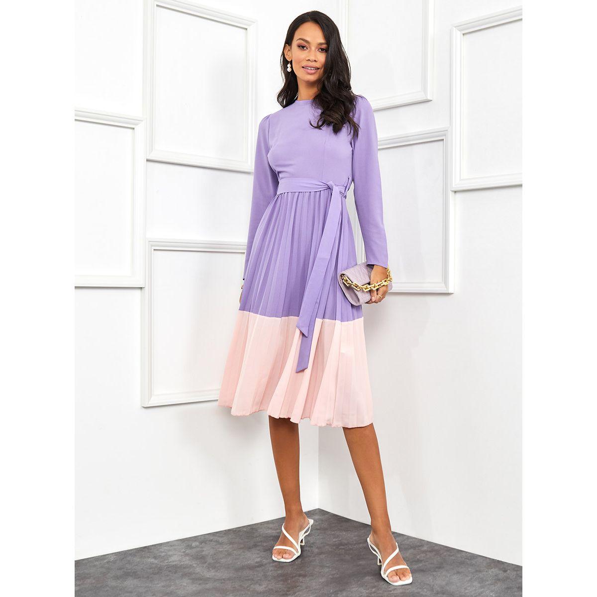فستان ميدي بنمط كتل الالوان من ستايلي-women-clothing-dresses-image-2