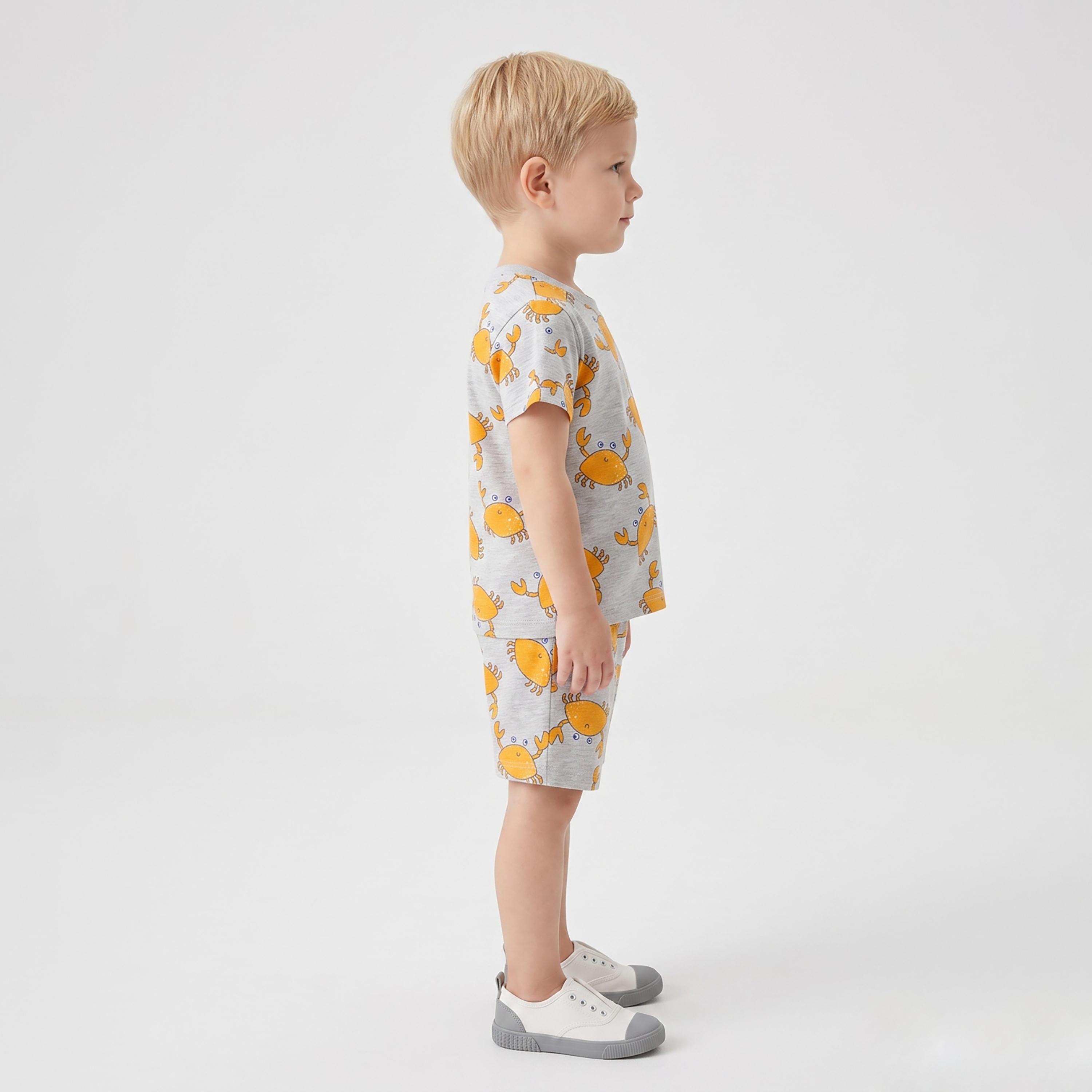 Babyqlo Crab Print Short Sleeves T-Shirt & Shorts Co-ord Set-boys-clothing-setsandcoords-image-3