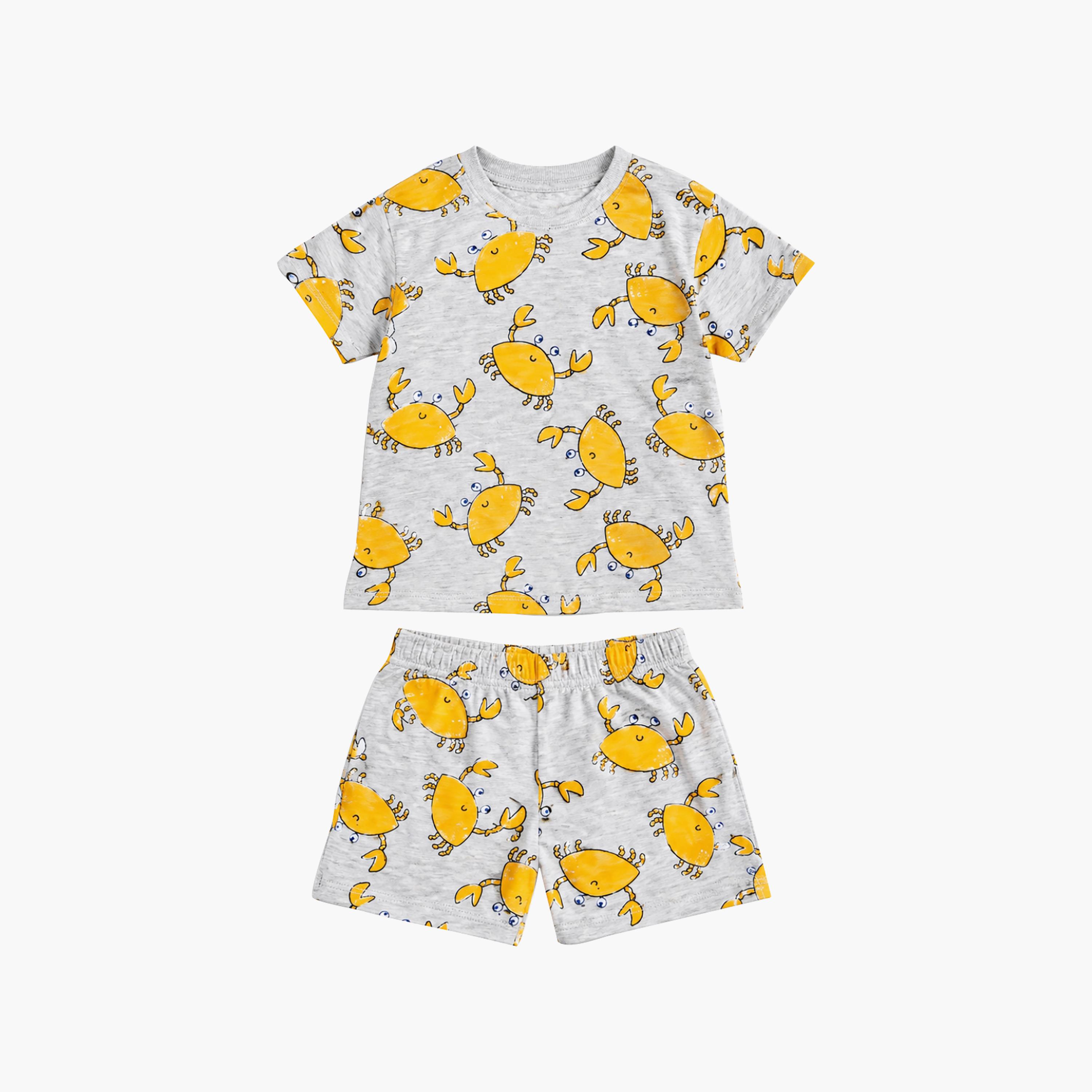 Babyqlo Crab Print Short Sleeves T-Shirt & Shorts Co-ord Set-boys-clothing-setsandcoords-image-6