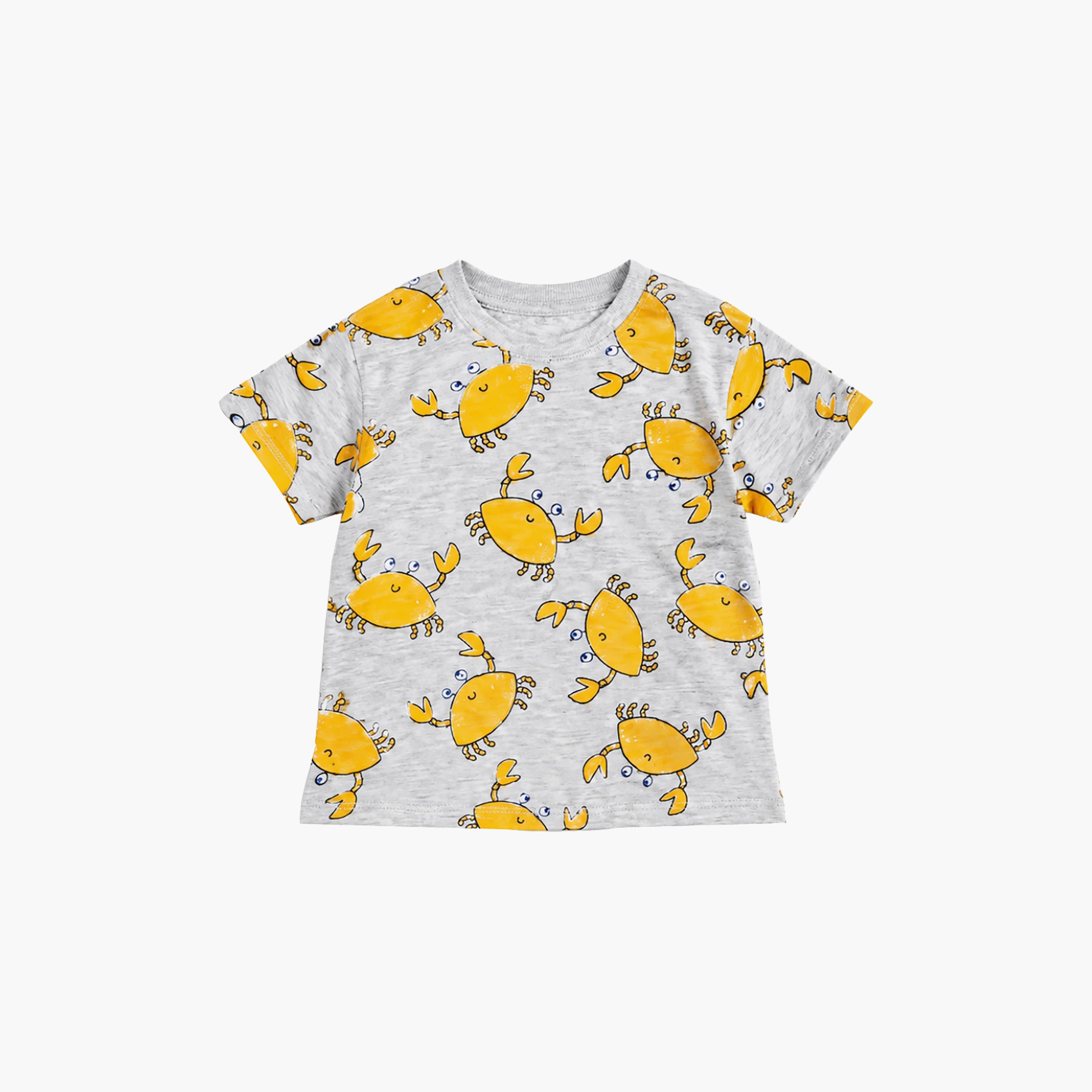 Babyqlo Crab Print Short Sleeves T-Shirt & Shorts Co-ord Set-boys-clothing-setsandcoords-image-7