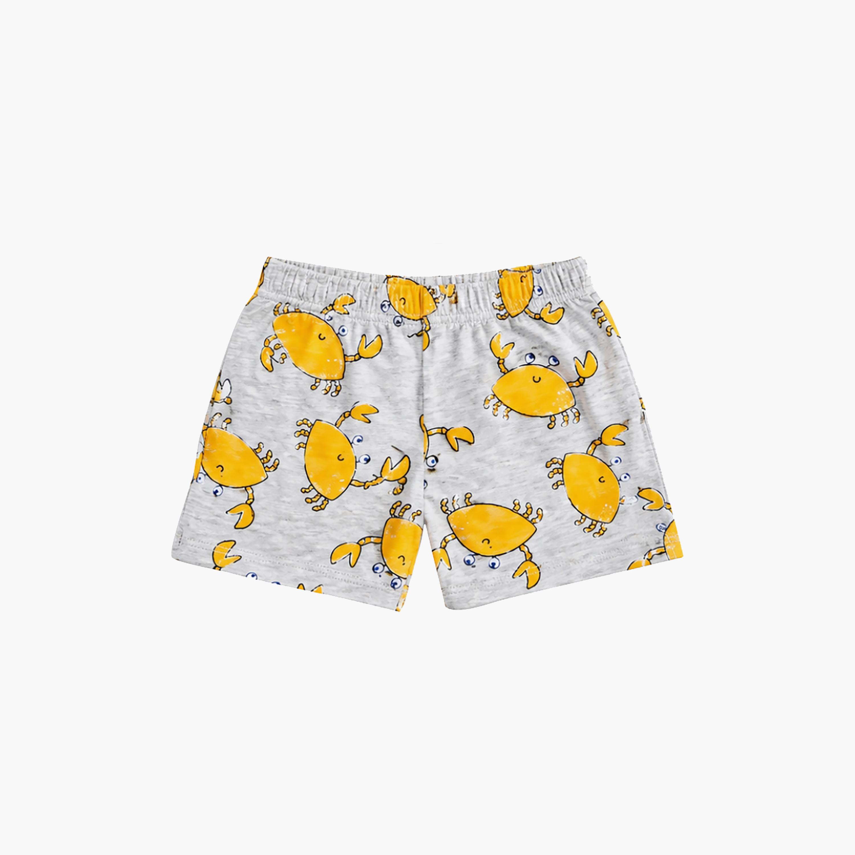Babyqlo Crab Print Short Sleeves T-Shirt & Shorts Co-ord Set-boys-clothing-setsandcoords-image-8