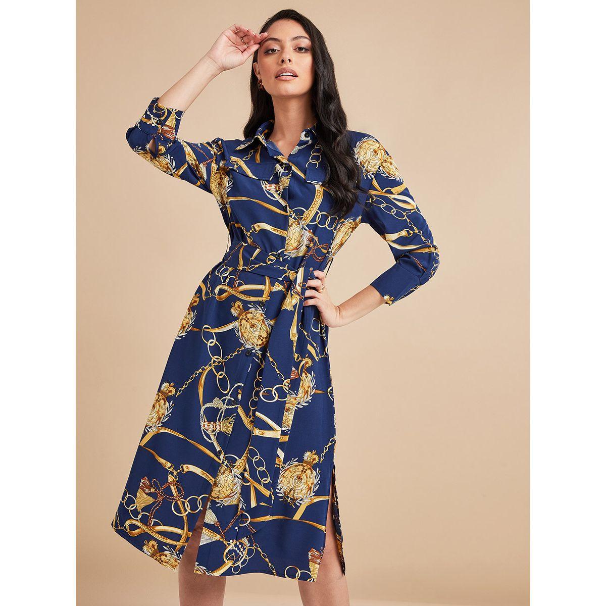 فستان ميدي مطبع بطبعة سلاسل من ستايلي-women-clothing-dresses-image-2