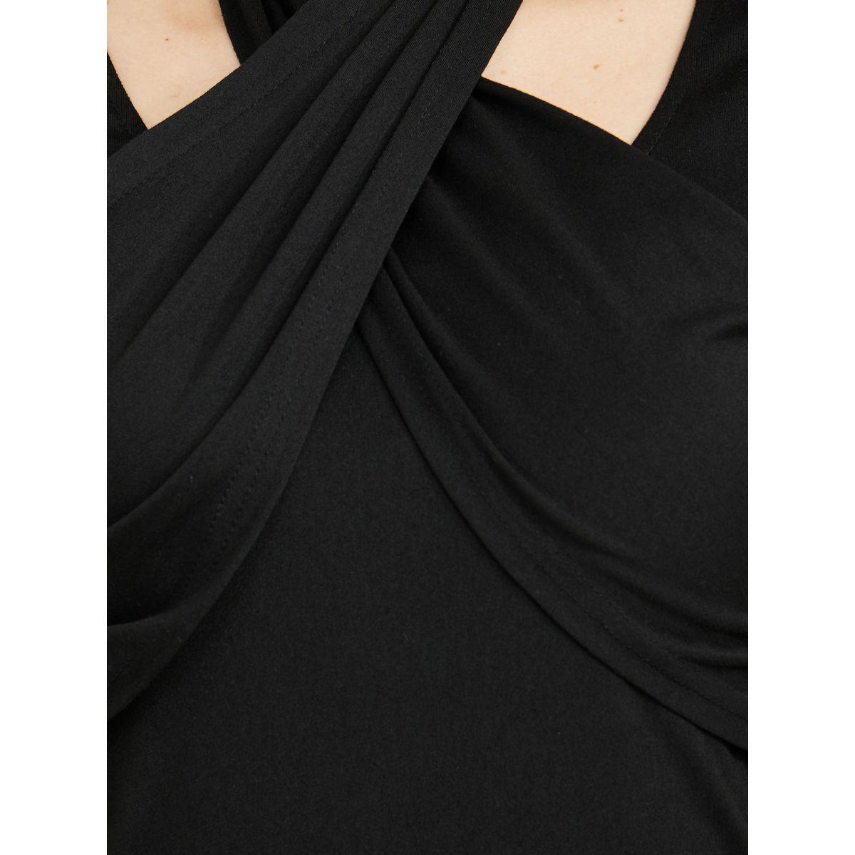 Styli Sleeveless Crossover Neck Detail Bodycon Knee Length Dress-women-clothing-dresses-image-3