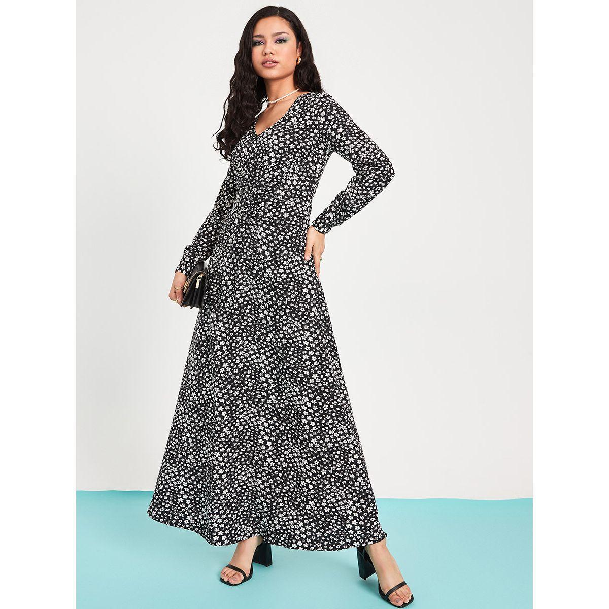 Styli Long Sleeves Ditsy Print A-Line Maxi Dress-women-clothing-dresses-image-3