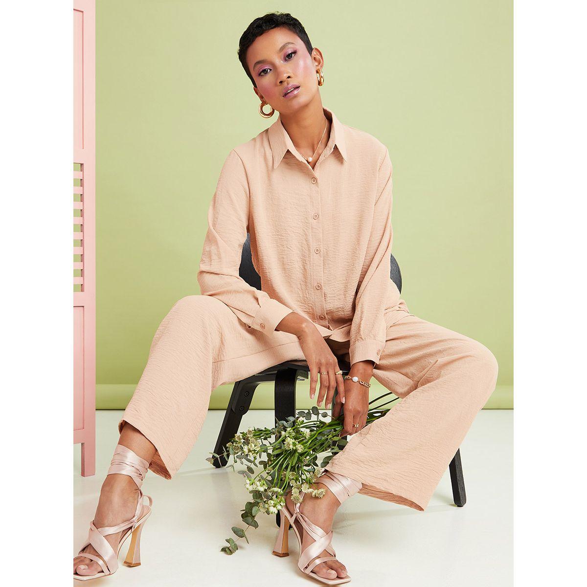 Styli Crepe Longline Shirt and Trouser Co-Ord Set-women-clothing-coordsets-image-2