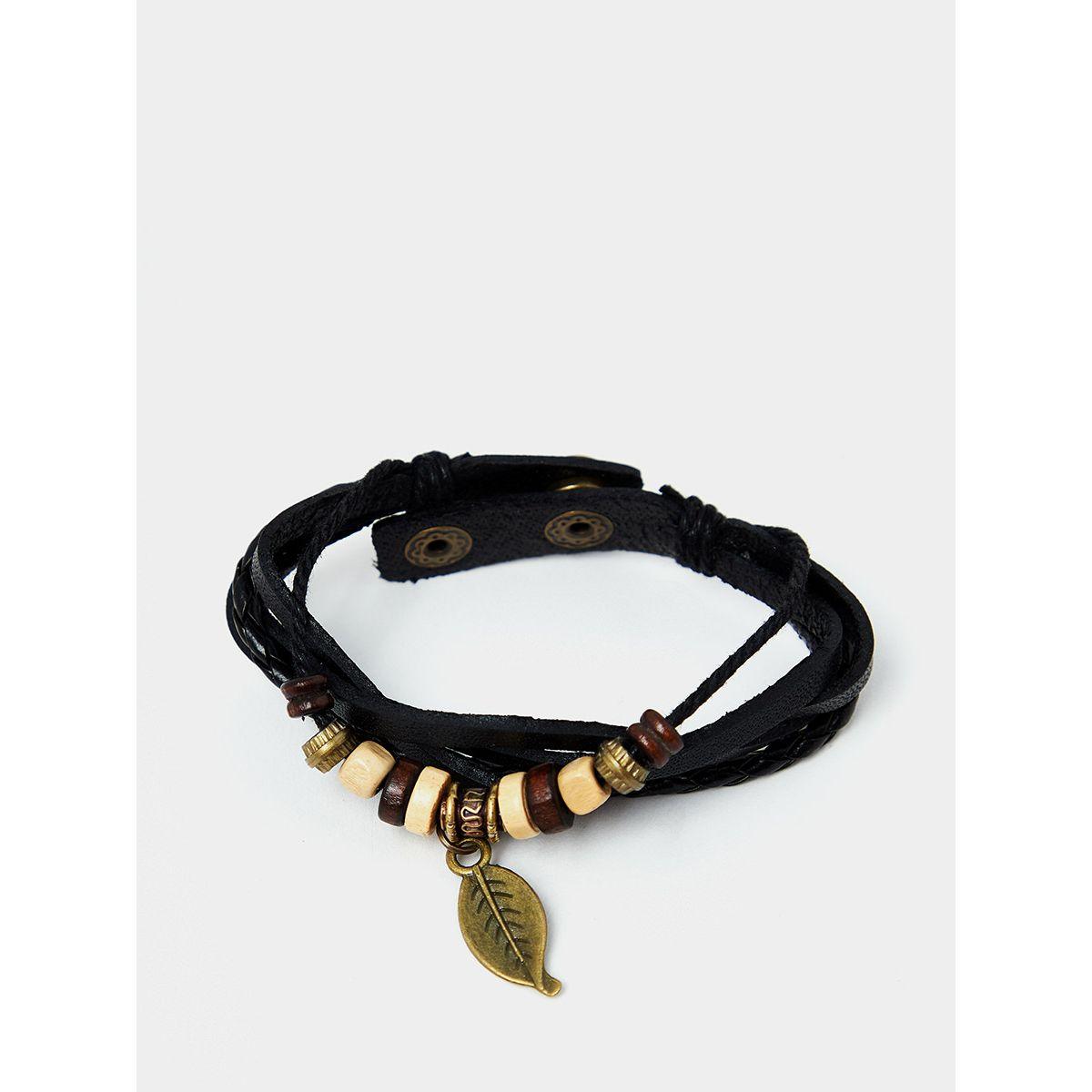 Styli Set of 4 - Drop Leaf Detail Beaded Bracelet-men-watchesandjewellery-bracelets-image-2