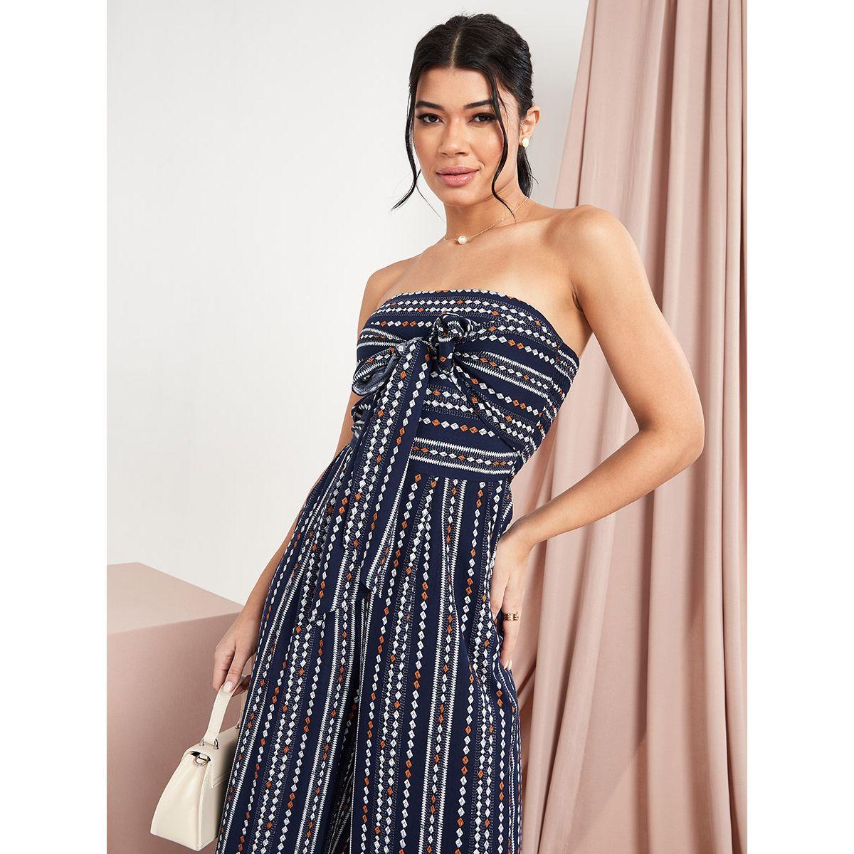 Styli Bandeau Boho Print Wide Leg Jumpsuit with Tie Front Detail-women-clothing-jumpsuits-image-2