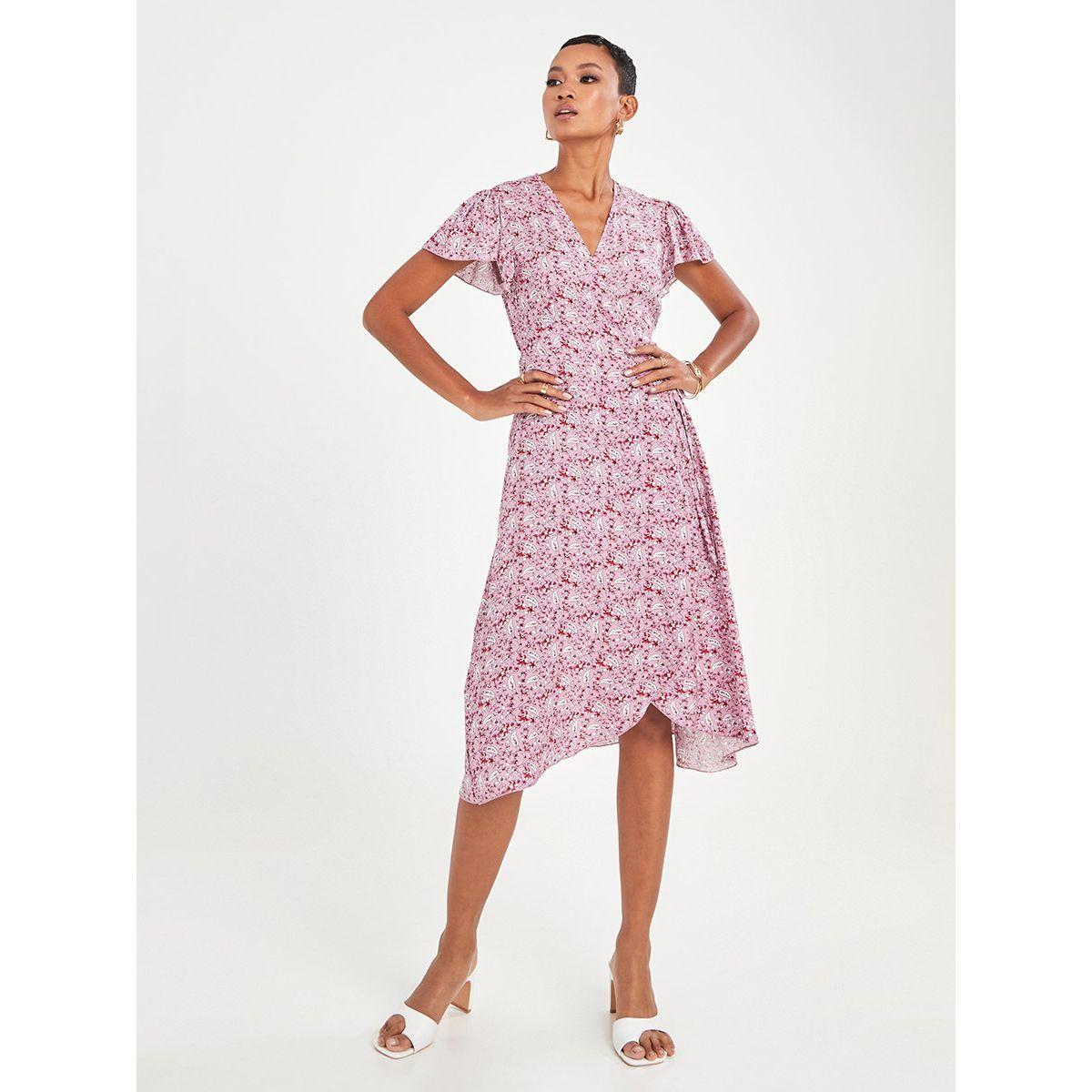 Styli Cap Flare Sleeves Floral Print Wrap Midi Dress-women-clothing-dresses-image-2