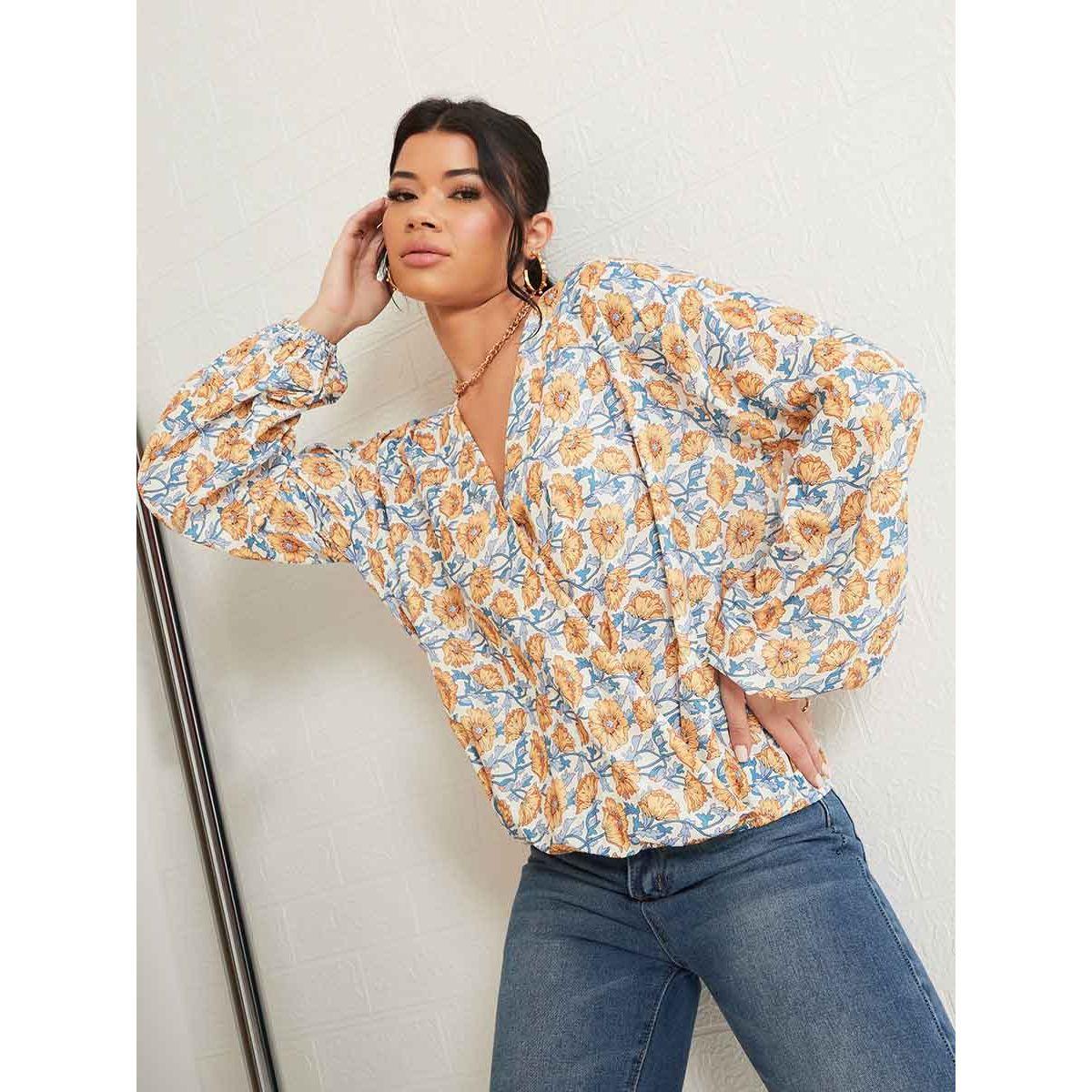 بلوزة بنمط لف واكمام طويلة من ريد تايب-women-clothing-shirtsandblouses-blouses-image-1