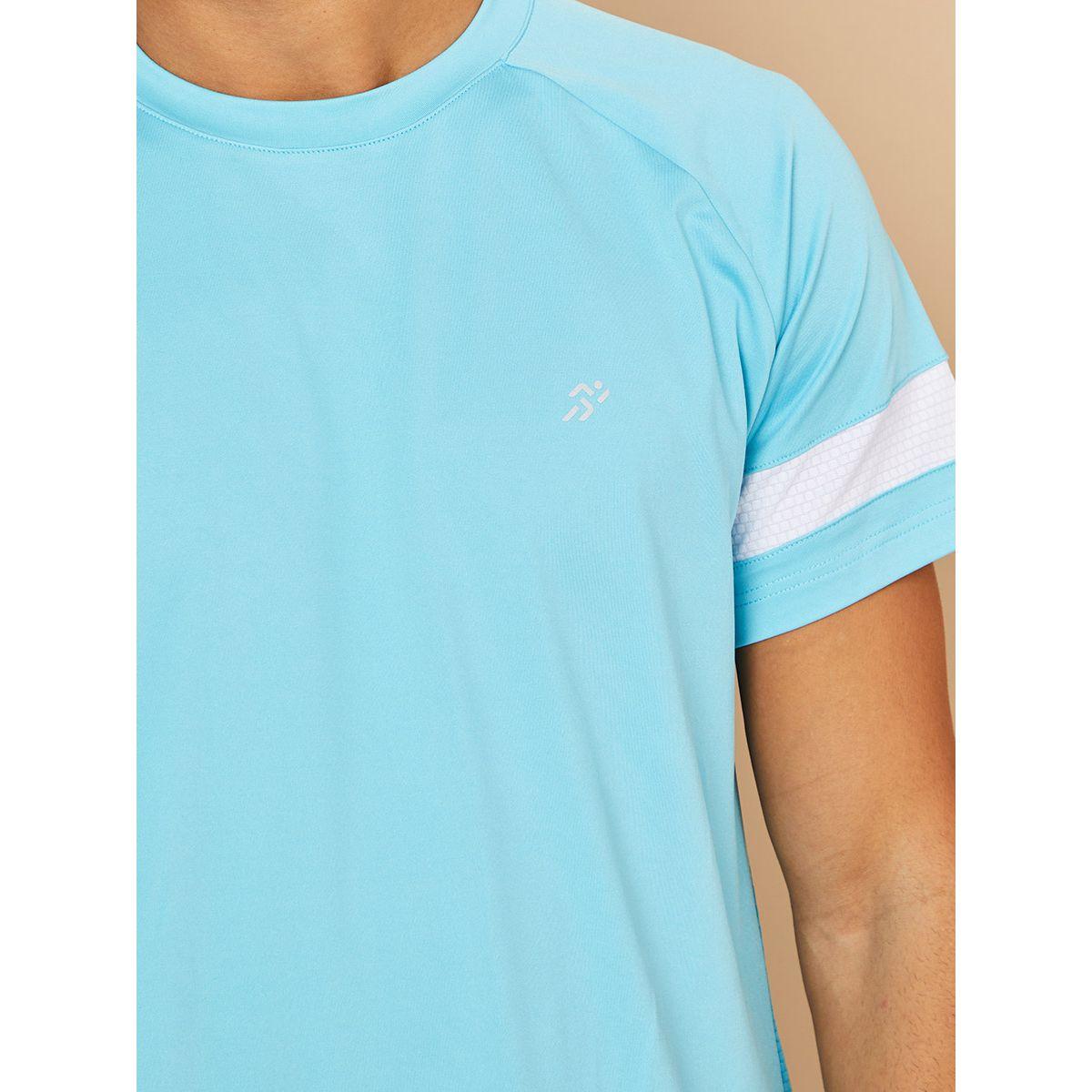 Styli Textured Back Panel Regular Fit Running T-shirt with Contrast Sleeve Detail-sports-men-clothing-tshirtsandpolos-image-3