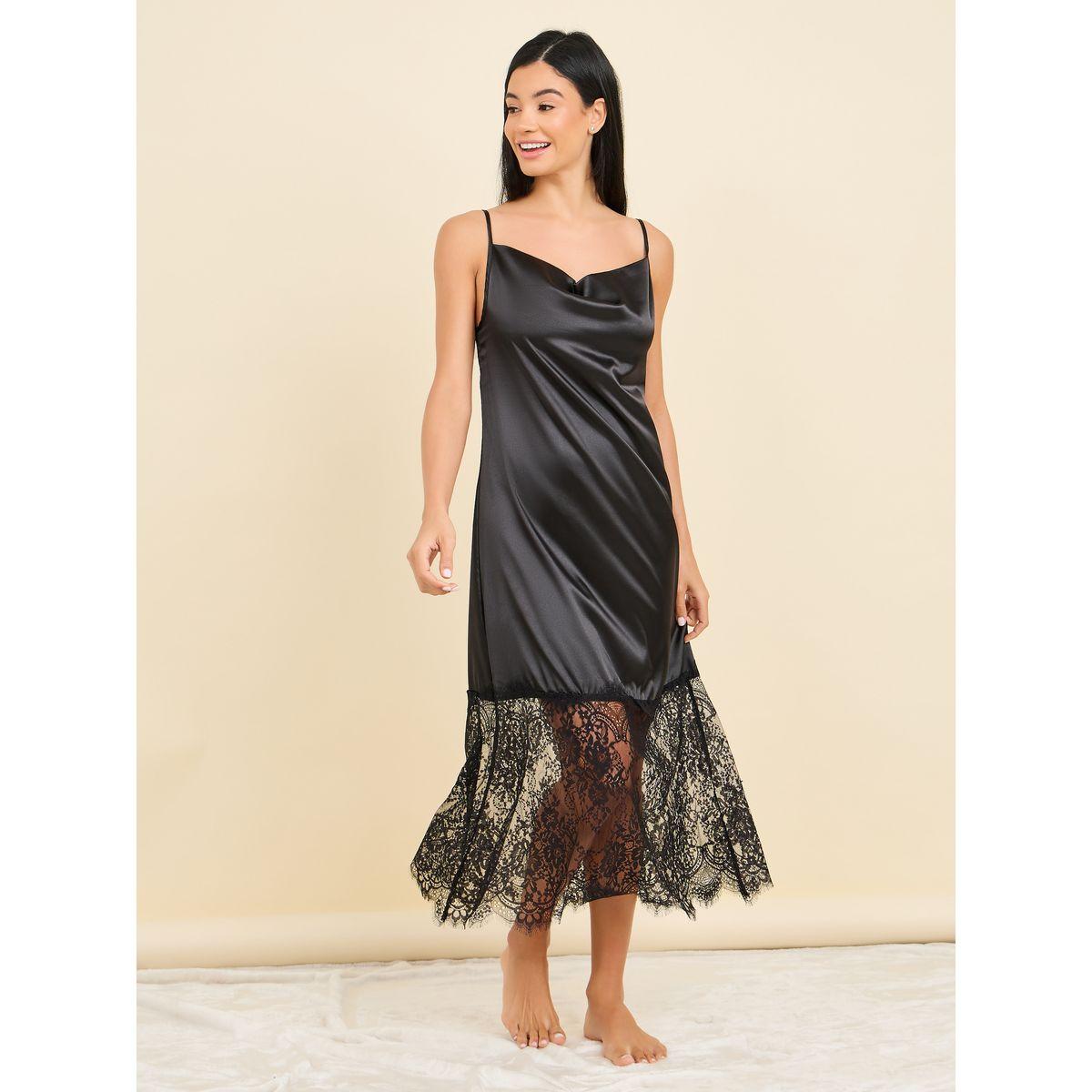 قميص نوم ساتان بتفاصيل دانتيل-women-clothing-nightwear-nighties-image-2