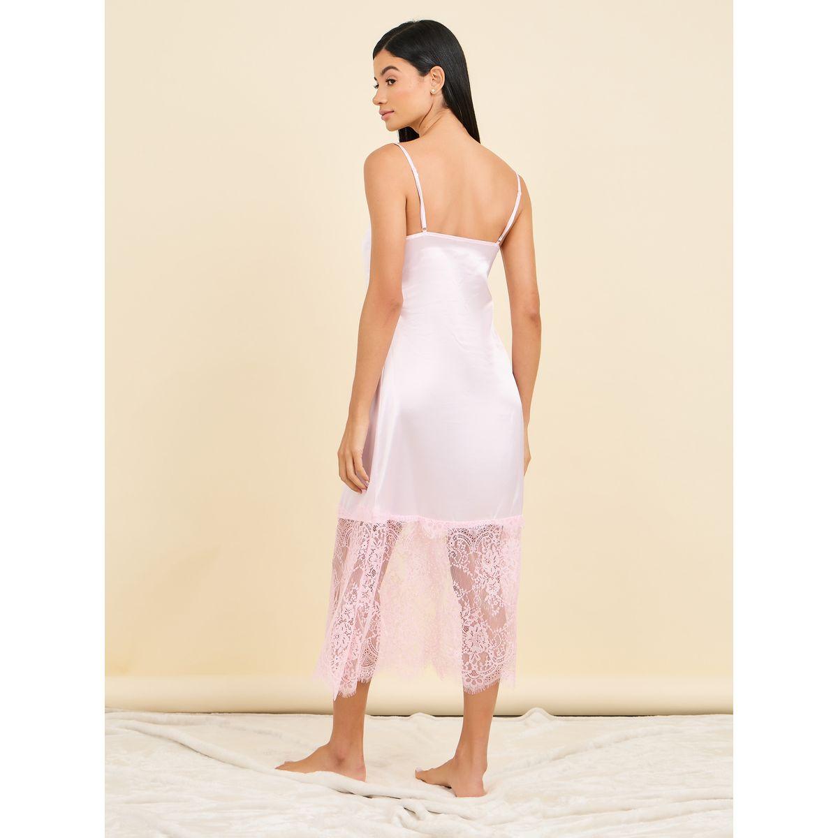 Styli Unwind Satin Cowl Neck Cami Lace Detail Slip Dress-women-clothing-nightwear-nighties-image-4