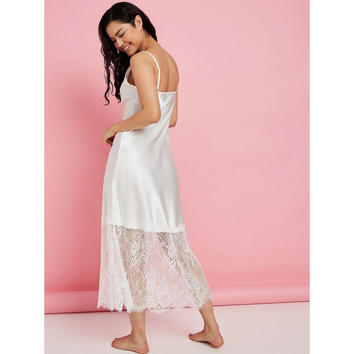 Styli Satin Cowl Neck Cami Lace Detail Midi Slip Dress-women-clothing-nightwear-nighties-image-5