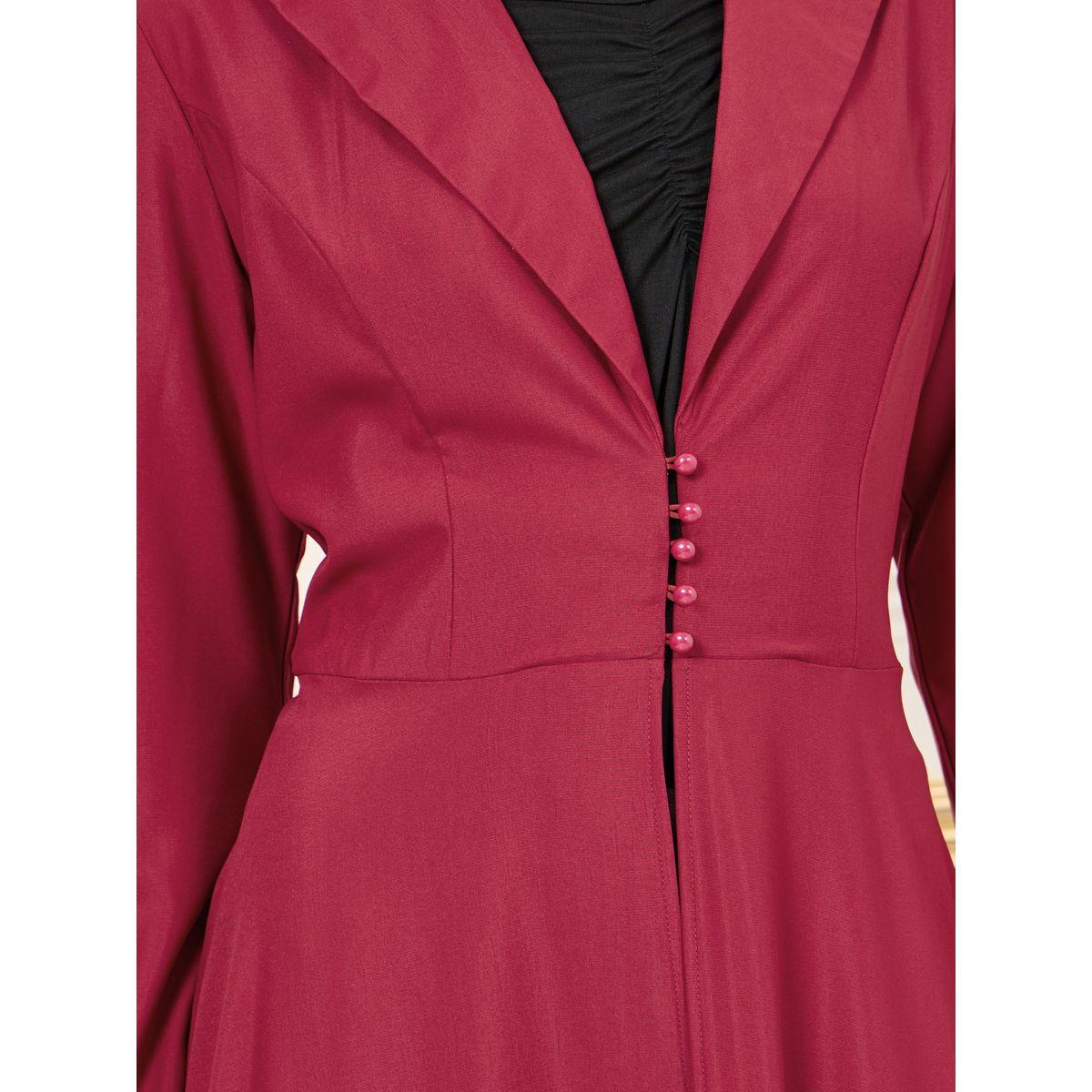 Styli Button Loop Closure Collared Tailored Maxi Kimono-women-clothing-shirtsandblouses-shirts-image-3