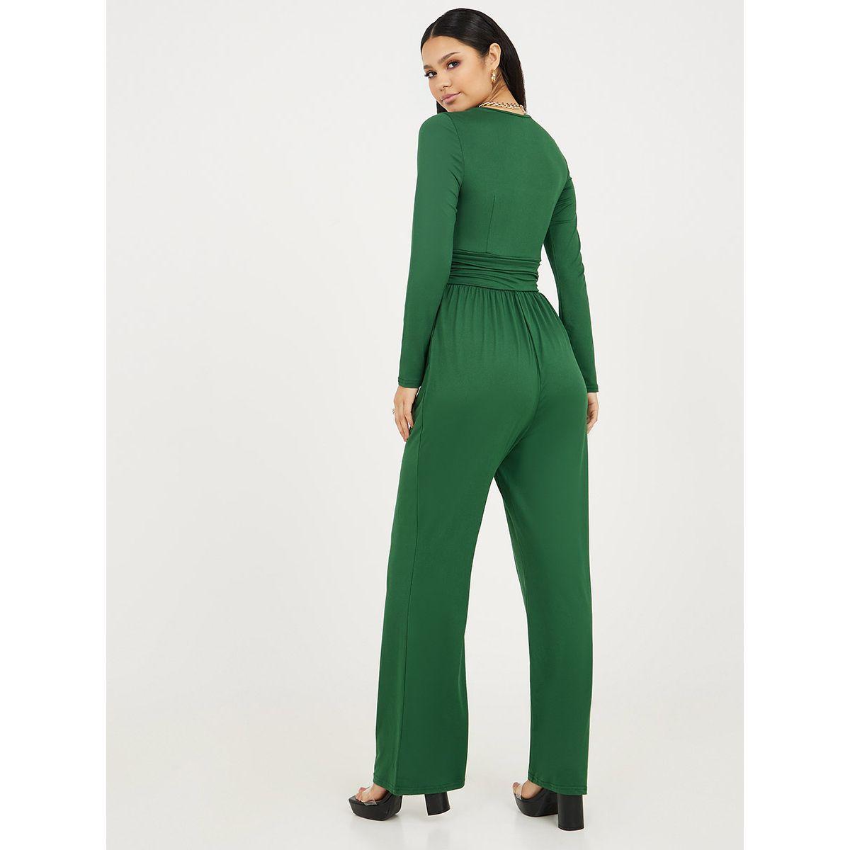 Styli Long Sleeves Front Pleating Detail Wide Leg Jumpsuit-women-clothing-jumpsuits-image-4