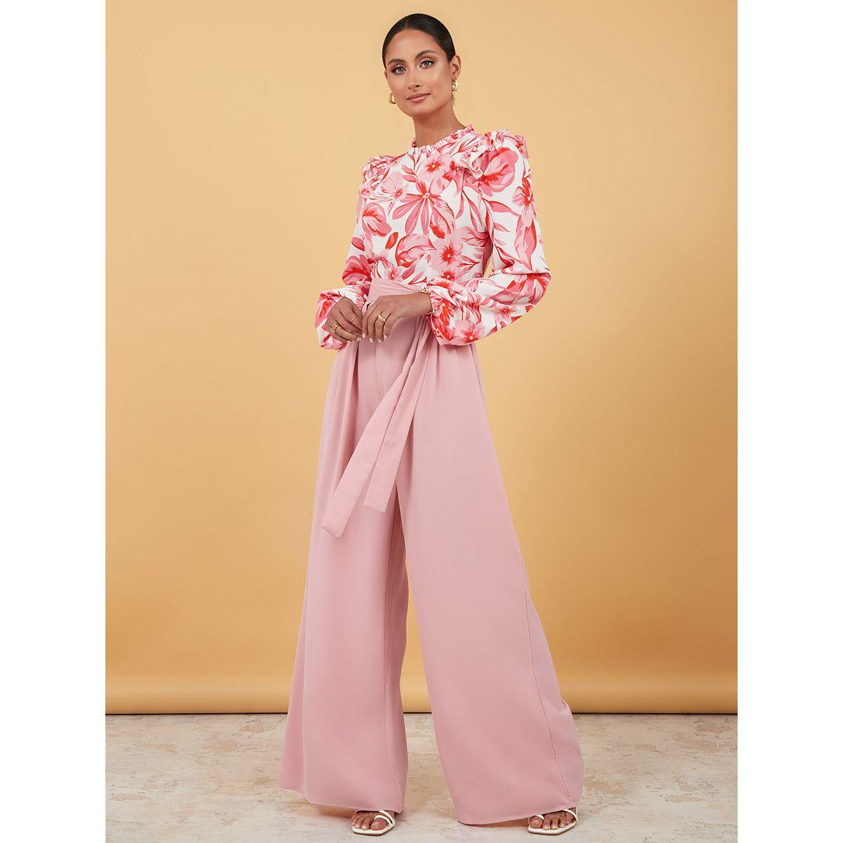 Styli Long Volume Sleeves Floral Print Wide Leg Jumpsuit-women-clothing-jumpsuits-image-1