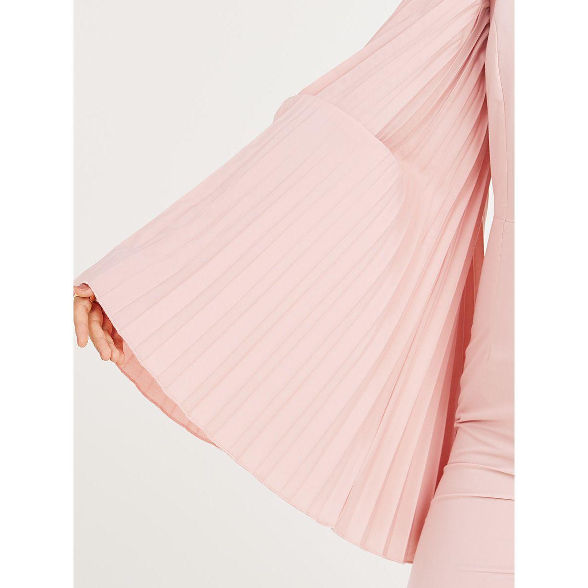 Styli Extreme Bell Pleated Sleeves Round Neck Flare Jumpsuit-women-clothing-jumpsuits-image-3