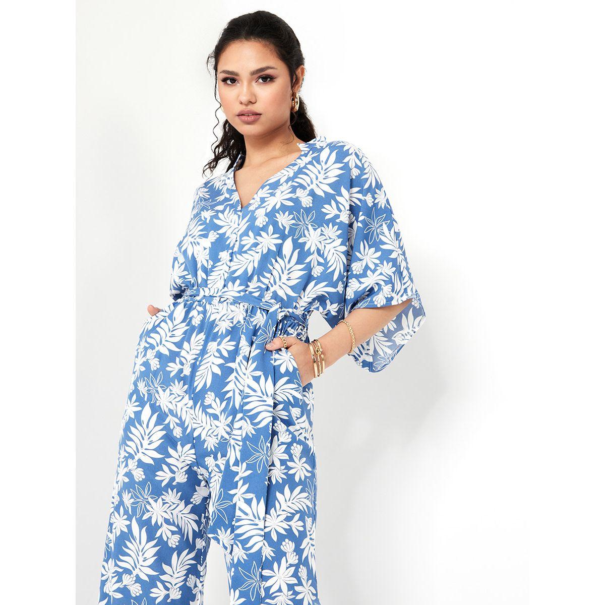 Styli Leaf AOP Wide Leg Wrap Jumpsuit with Waist Tie Up-women-clothing-jumpsuits-image-2