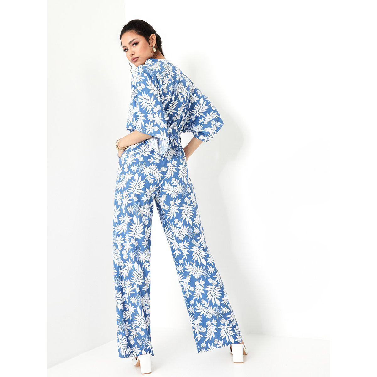 Styli Leaf AOP Wide Leg Wrap Jumpsuit with Waist Tie Up-women-clothing-jumpsuits-image-4
