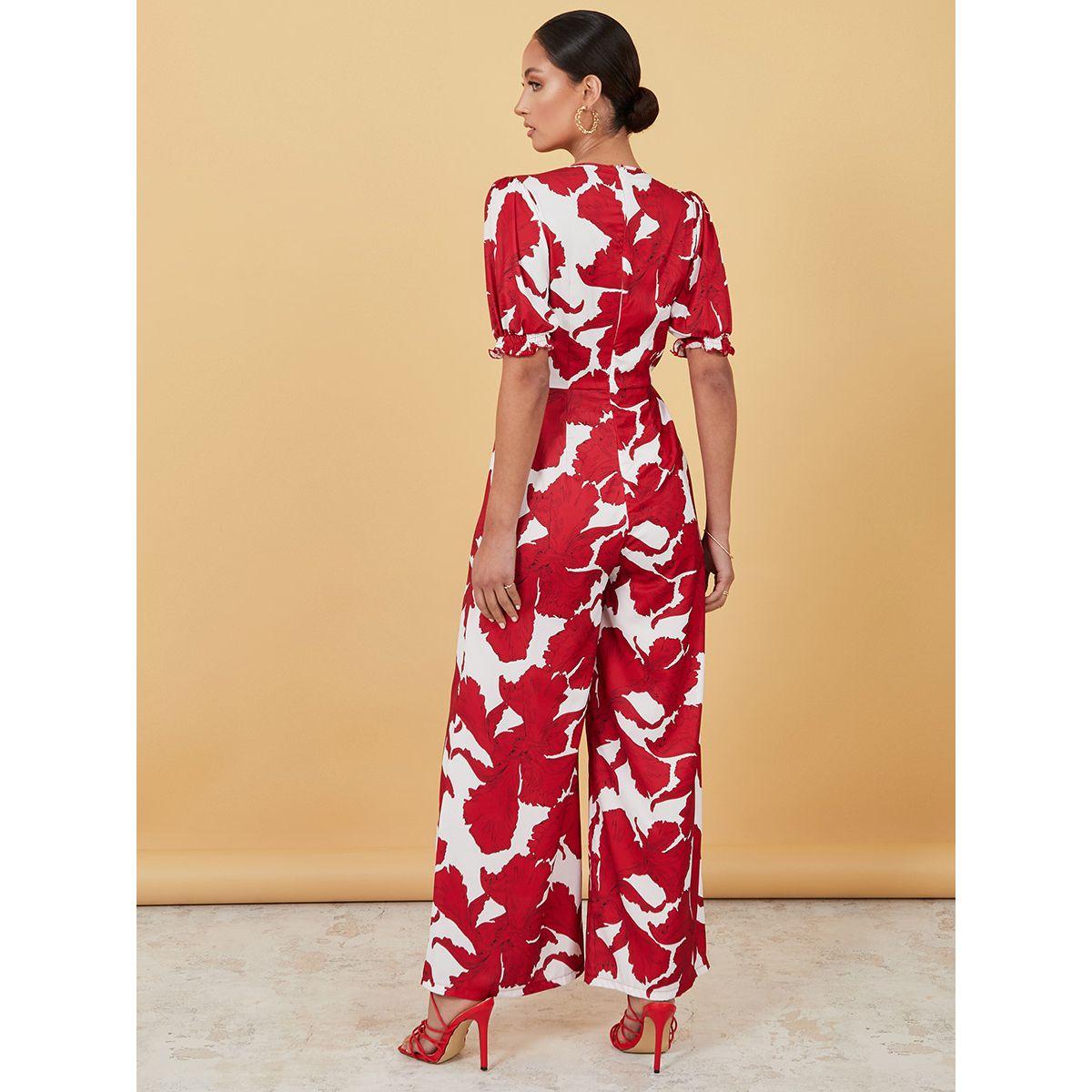 Styli Short Cuffed Sleeves All Over Floral Print Wide Leg Jumpsuit-women-clothing-jumpsuits-image-4