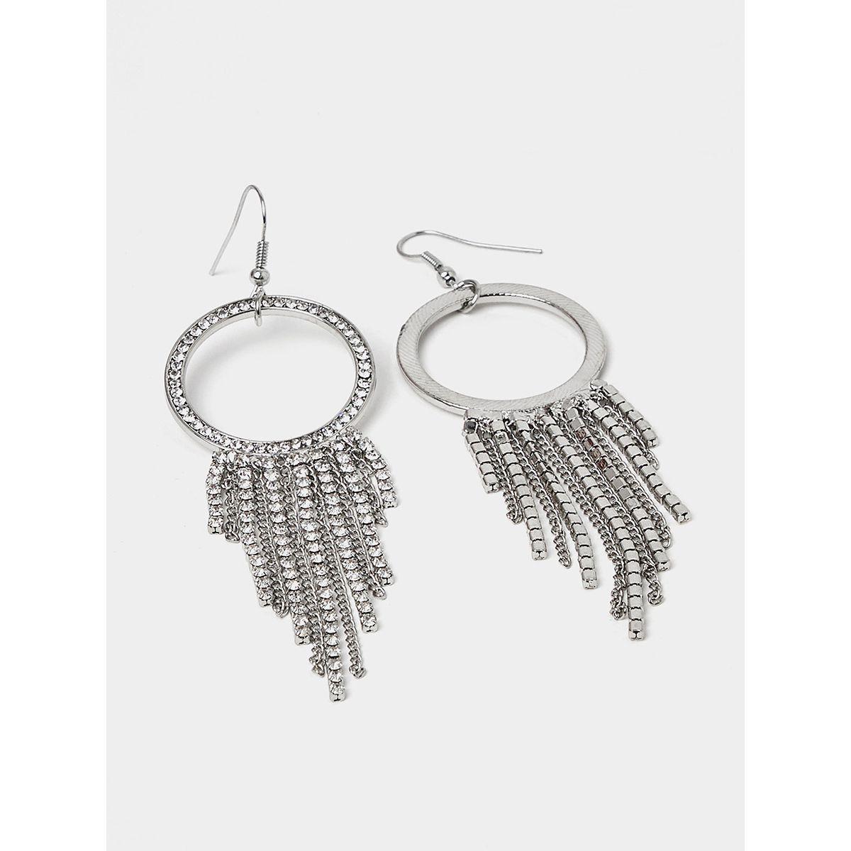 Styli Crystal Embellishment Tassel Drop Earrings-women-watchesandjewellery-jewellery-earrings-image-3