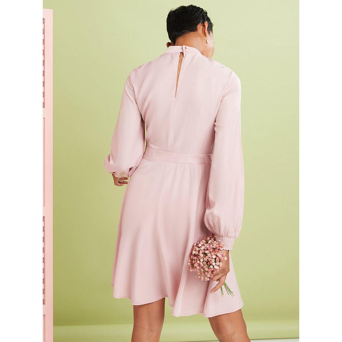 Styli Premium Shirred Detail Knee Length Dress-women-clothing-dresses-image-4