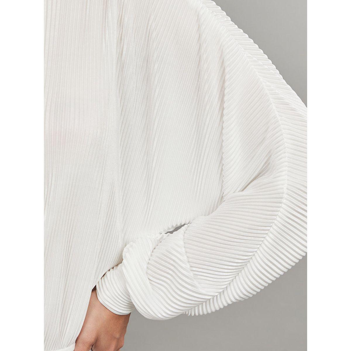 Styli Wide Long Sleeves Plunge Neck Pleated Bodysuit-women-clothing-tshirts-image-4
