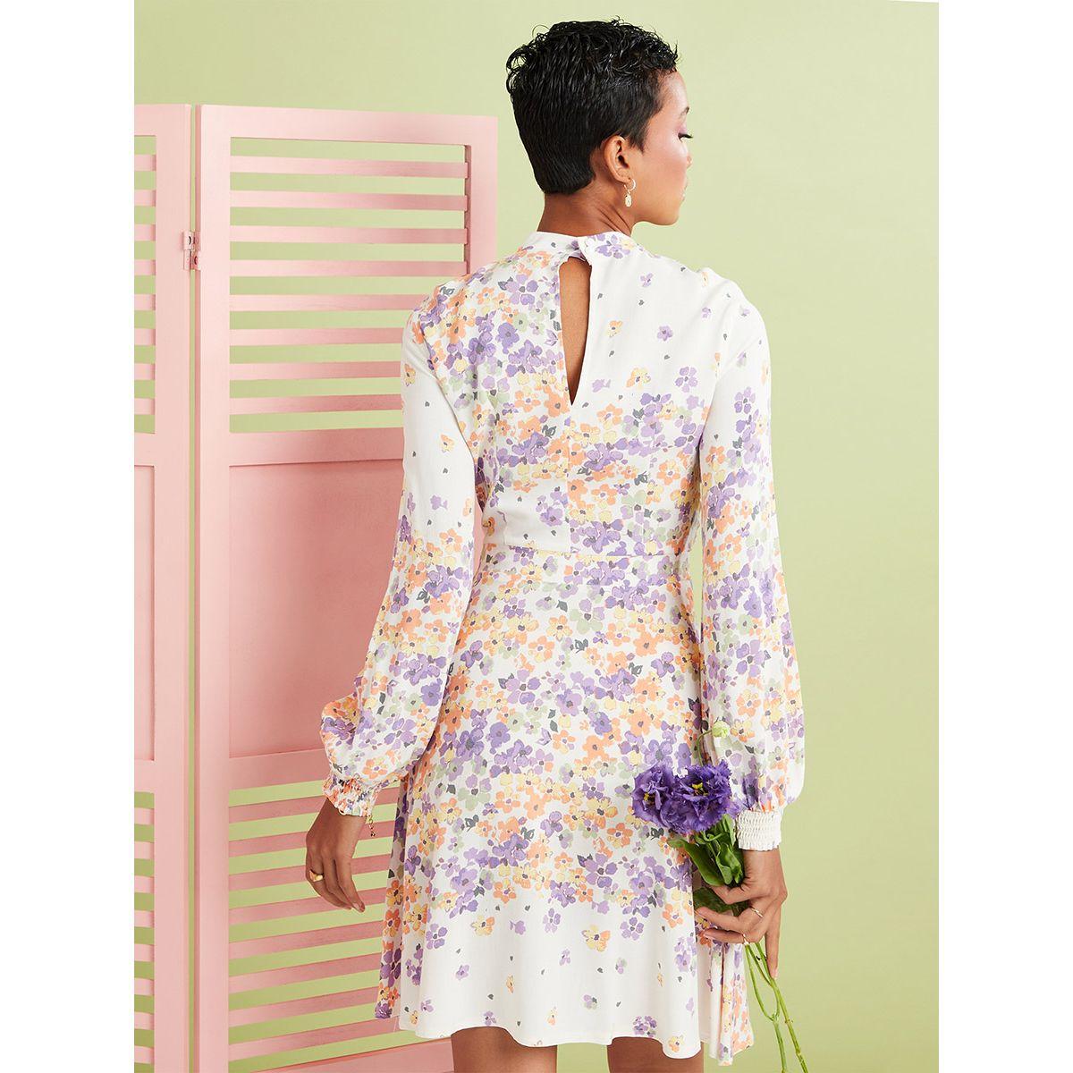 Styli Premium Shirred Detail Knee Length Dress-women-clothing-dresses-image-4