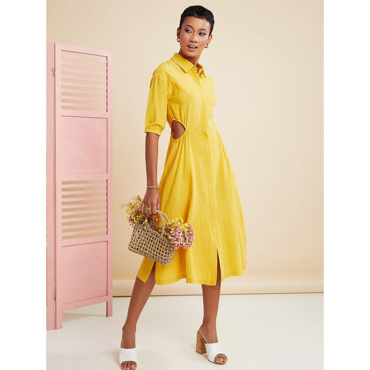 Styli Premium Cut Out Shirt Midi Dress-women-clothing-dresses-image-1