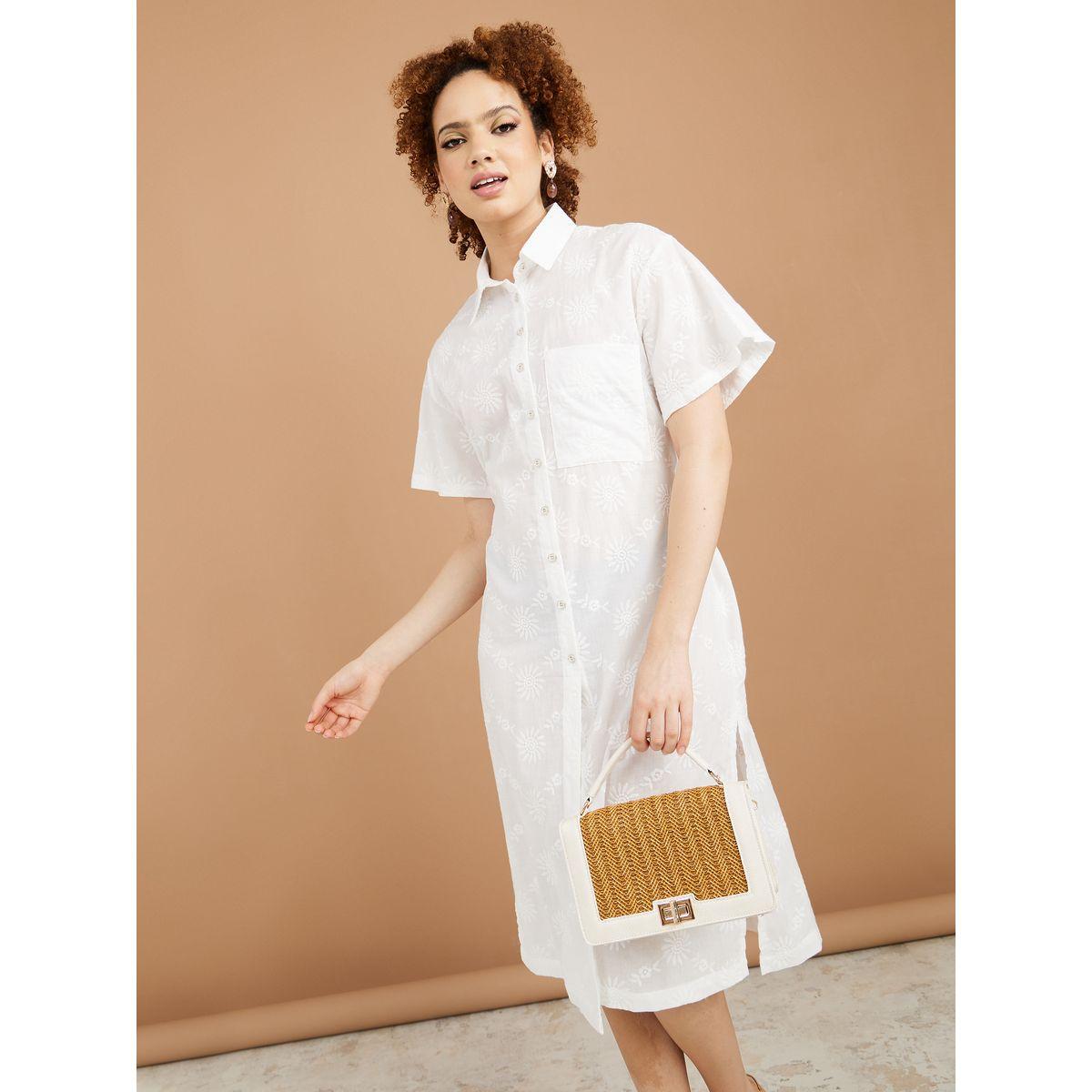 Styli Premium Embroidered Shirt Midi Dress-women-clothing-dresses-image-1