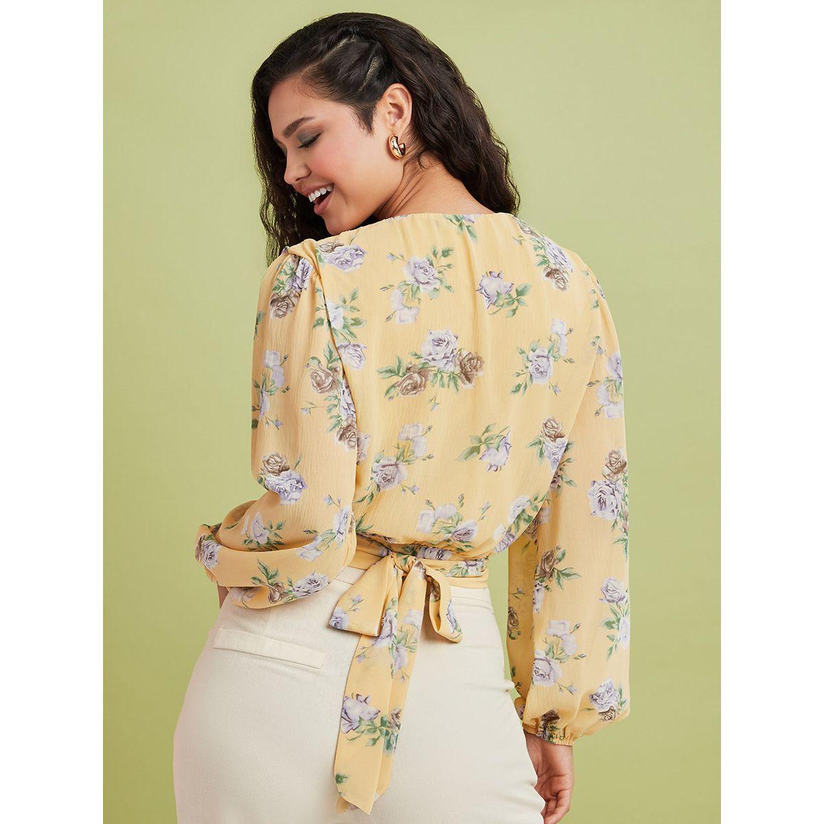 Styli Long Sleeves Floral Print Crinkle Textured Wrap Blouse-women-clothing-shirtsandblouses-blouses-image-4